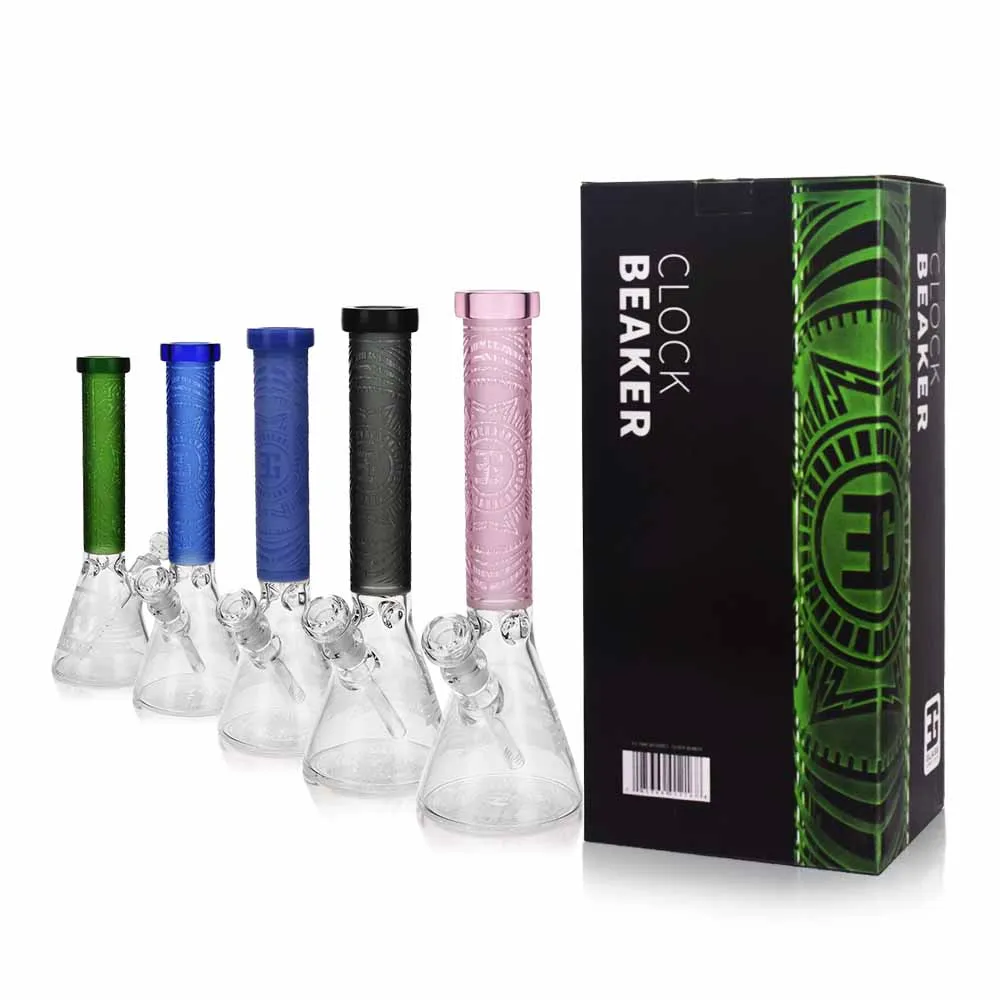 EG-01 Sandblasted "Clock" Design 14 Inch Beaker Bong all colors with gift box