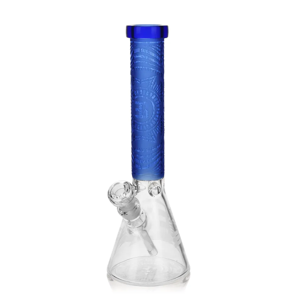 EG-01 Sandblasted "Clock" Design 14 Inch Beaker Bong in blue color