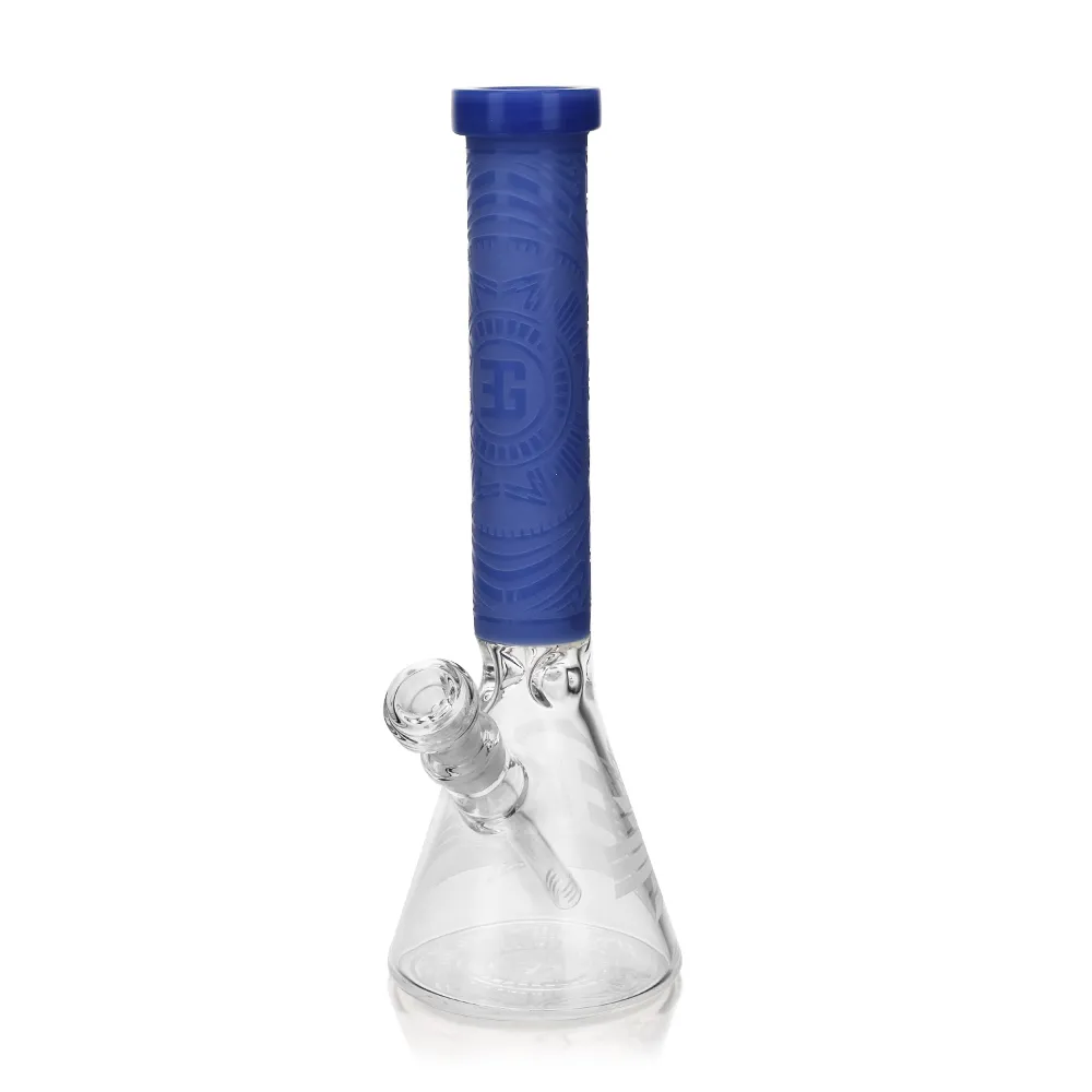 EG-01 Sandblasted "Clock" Design 14 Inch Beaker Bong in dark blue color