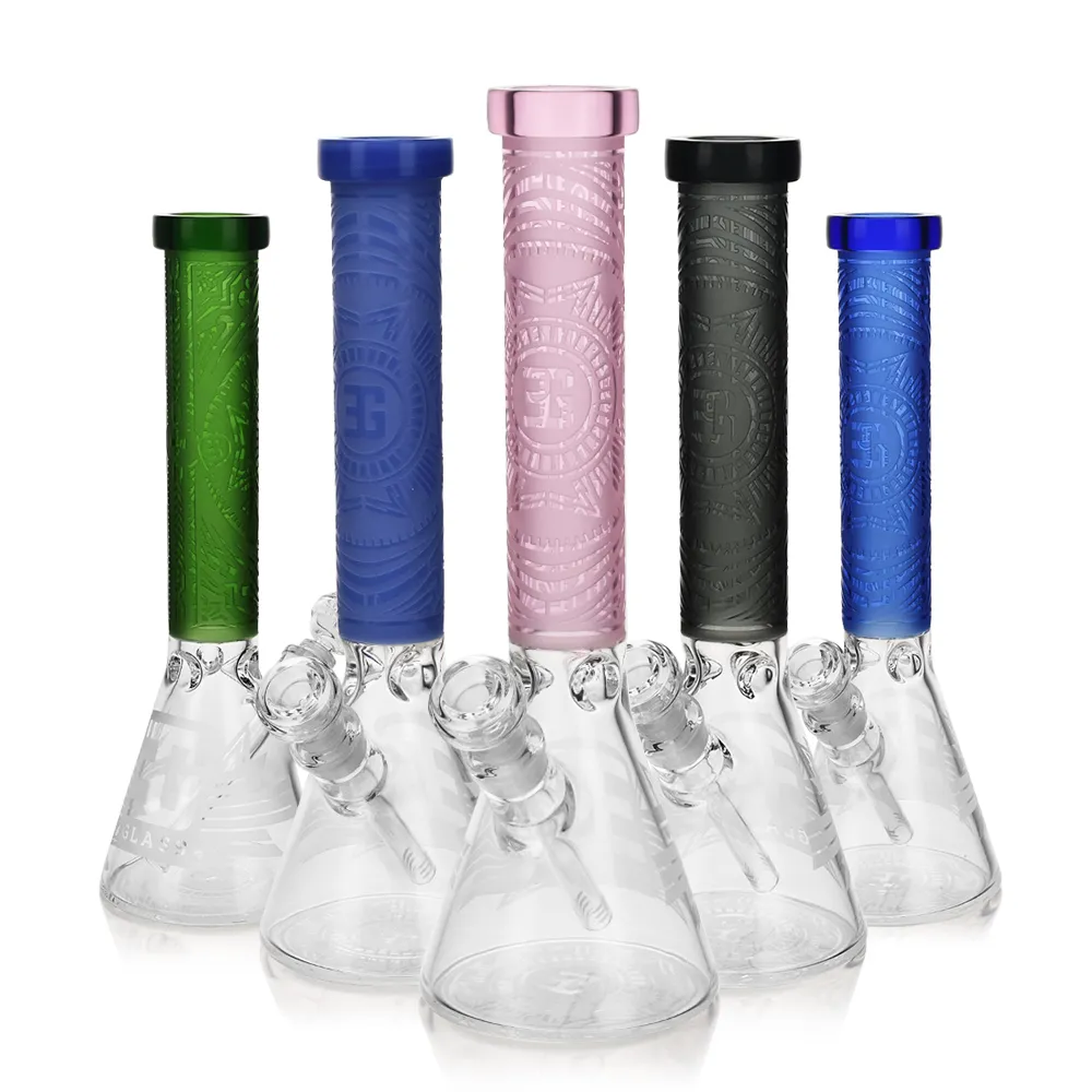 EG-01 Sandblasted "Clock" Design 14 Inch Beaker Bong all colors