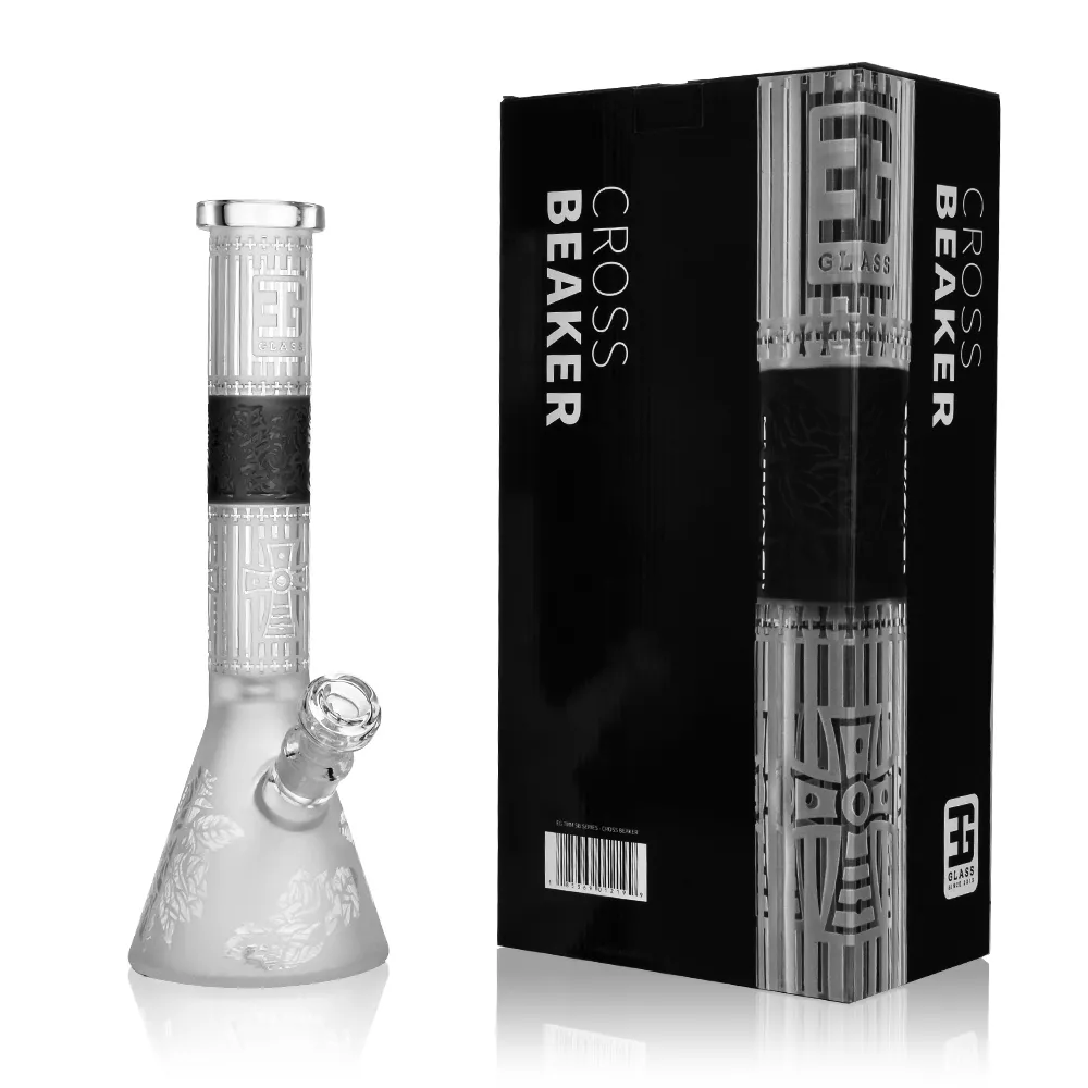 EG-03 Smooth Hits & Easy Care Cross Beaker Bong in black color with gift box