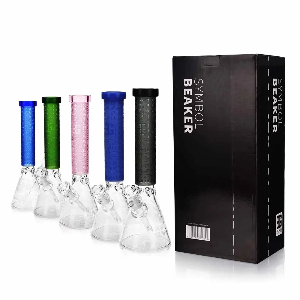 EG-02 Sandblasted Symbols Beaker Bong all colors with gift box